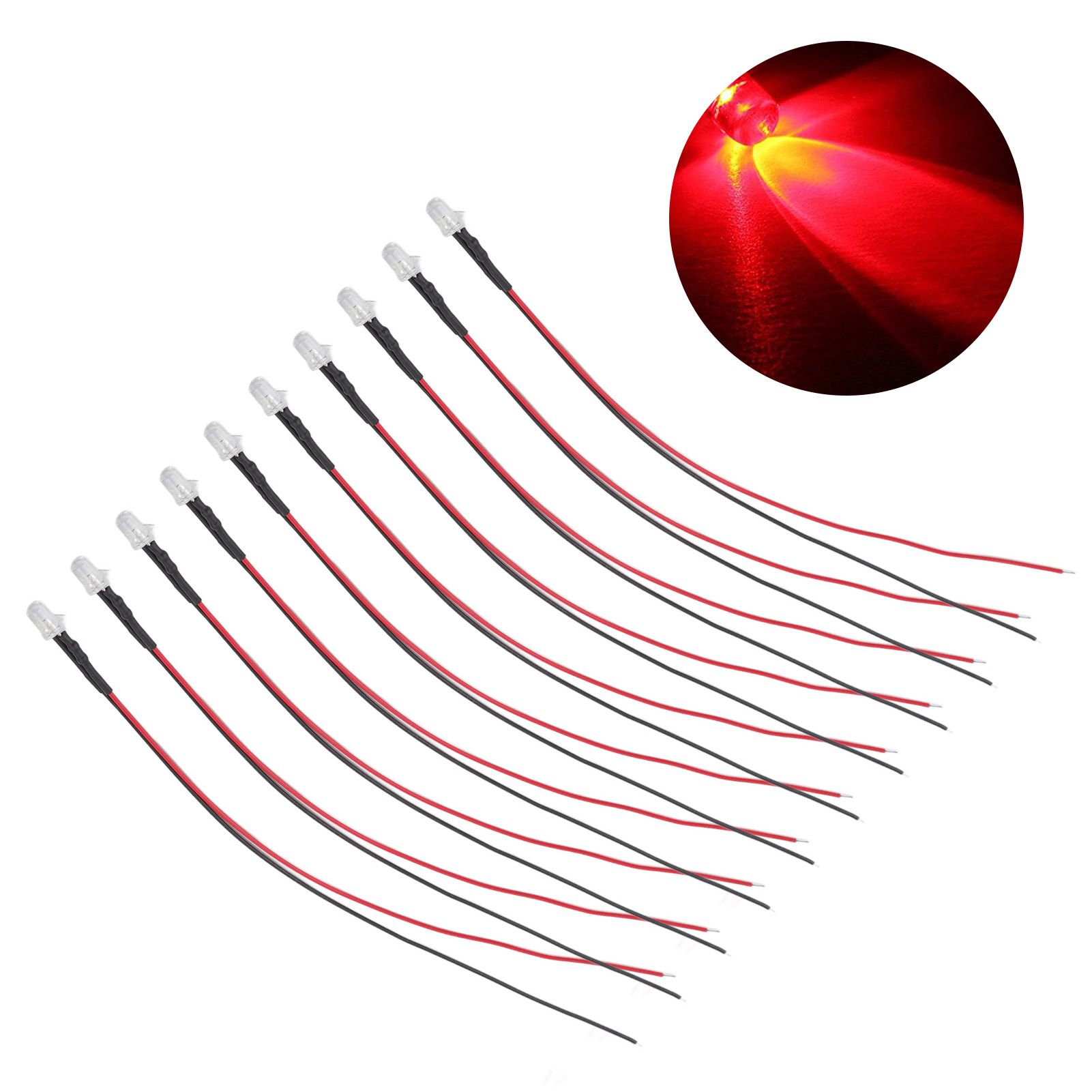 10pcs Lights Emitting Diodes 5mm Prewired Electronic LED Light Diodes for