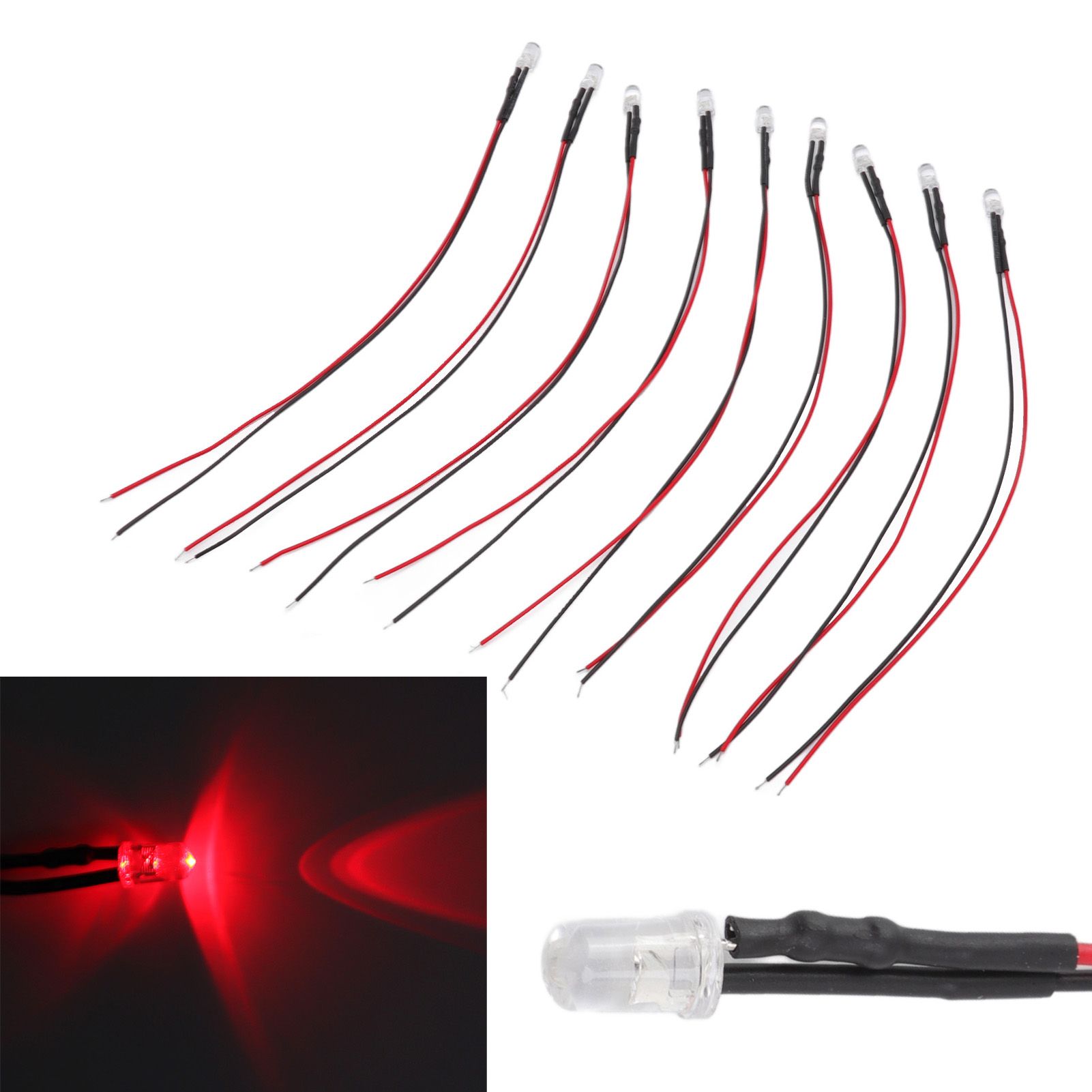 10pcs Lights Emitting Diodes 5mm Prewired Electronic LED Light Diodes for view 12
