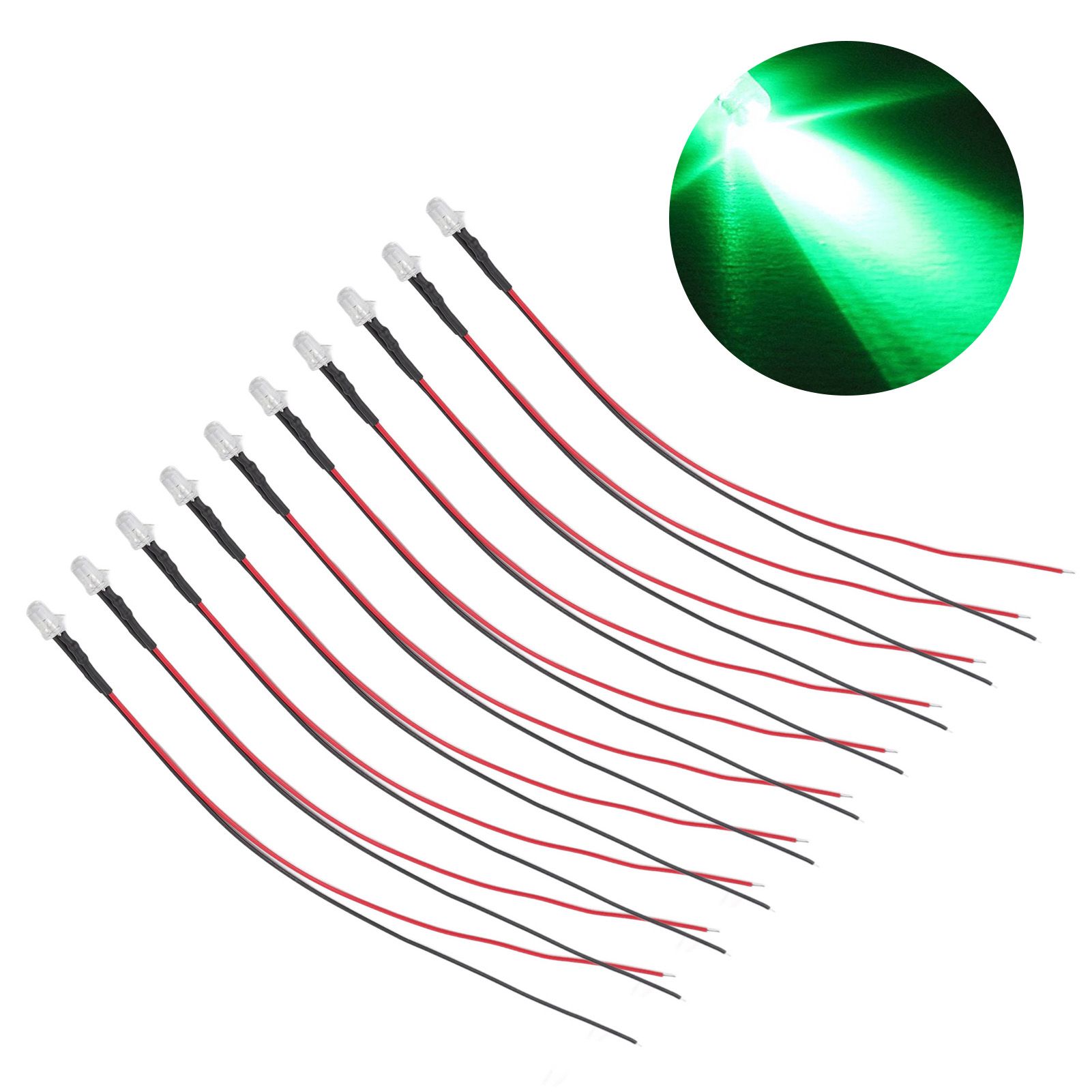 10pcs Lights Emitting Diodes 5mm Prewired Electronic LED Light Diodes for