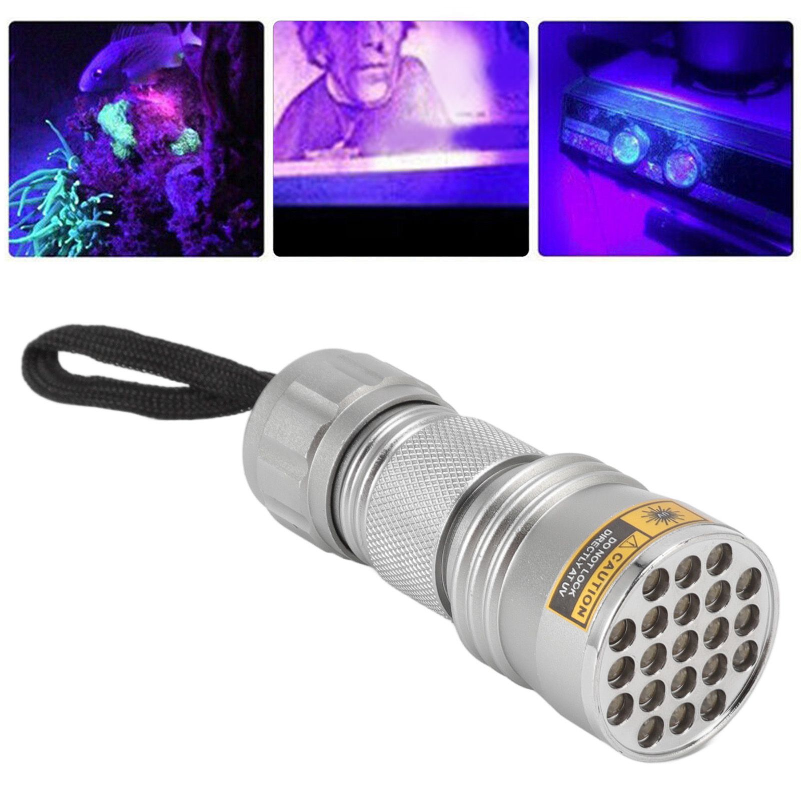 UV Black Light Flashlight 21 LED 395nm Ultraviolet Flashlight for Fluorescent view 12