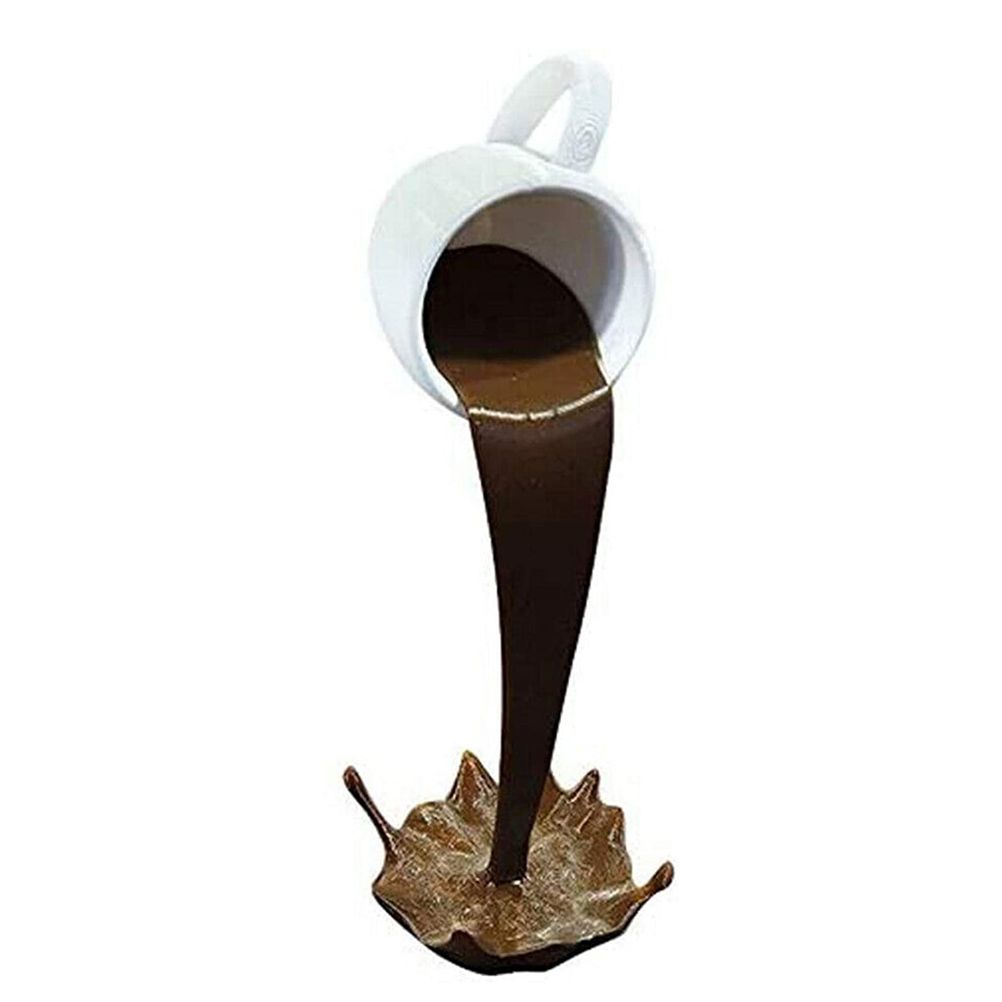 Floating Spilling Coffee Cup Spilling Pouring Coffee Cup Sculpture Sculpture view 3