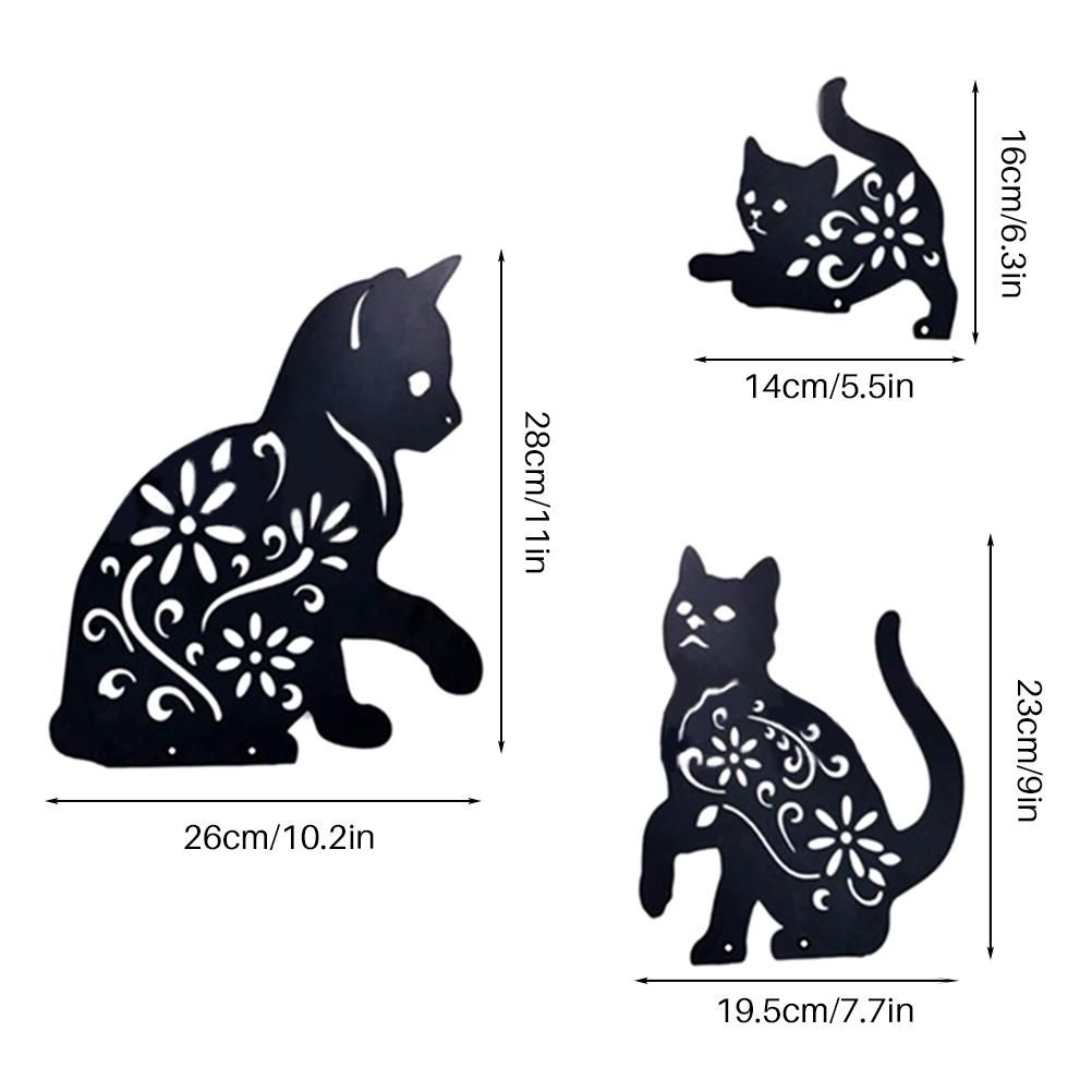 3PCS Metal Cat Decorative Garden Stakes Cat Silhouette Garden Decoration for view 2