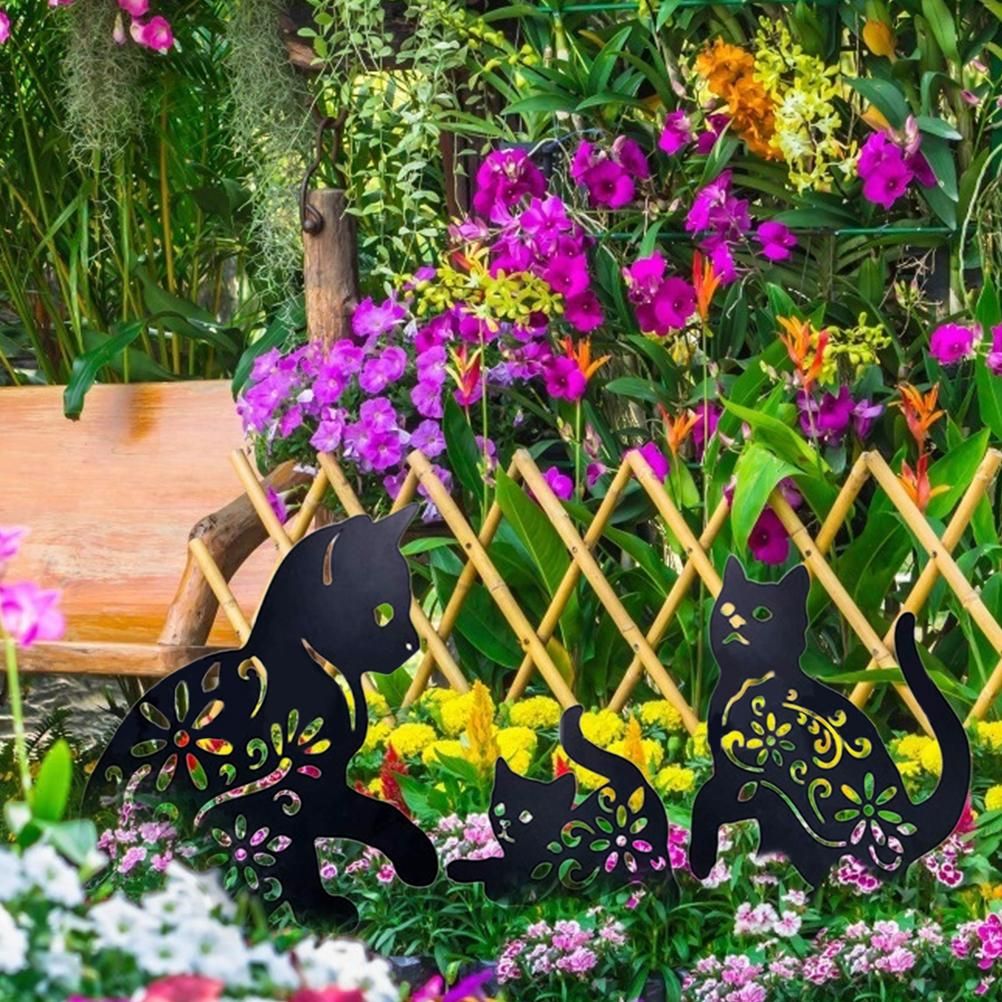 3PCS Metal Cat Decorative Garden Stakes Cat Silhouette Garden Decoration for view 4