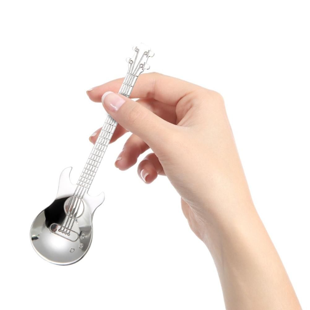 4 Pcs Guitar Coffee Spoons Stainless Steel Guitar Instrument Shaped Coffee view 4