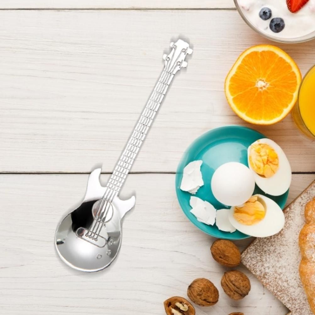 4 Pcs Guitar Coffee Spoons Stainless Steel Guitar Instrument Shaped Coffee view 6