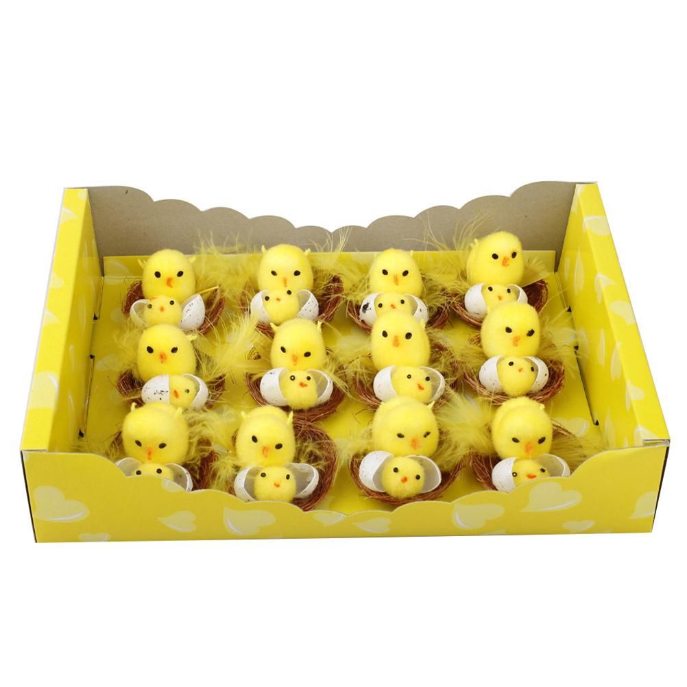 12PCS Mini Easter Chicks Yellow Easter Decoration Toy Simulation Mini Chicks view 3