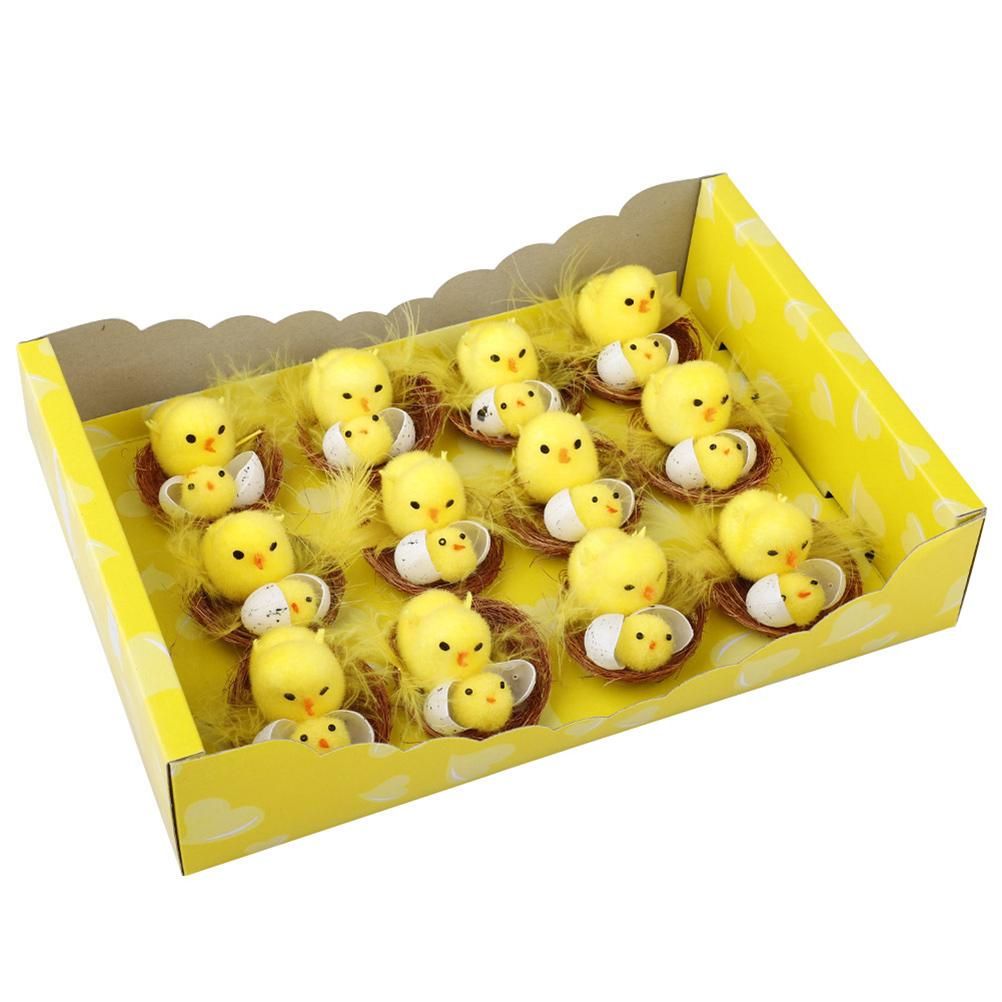 12PCS Mini Easter Chicks Yellow Easter Decoration Toy Simulation Mini Chicks view 4
