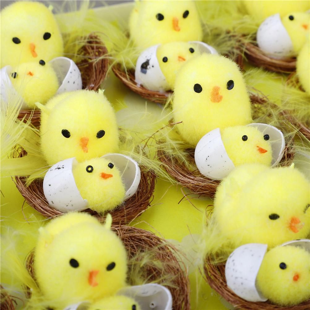 12PCS Mini Easter Chicks Yellow Easter Decoration Toy Simulation Mini Chicks view 7