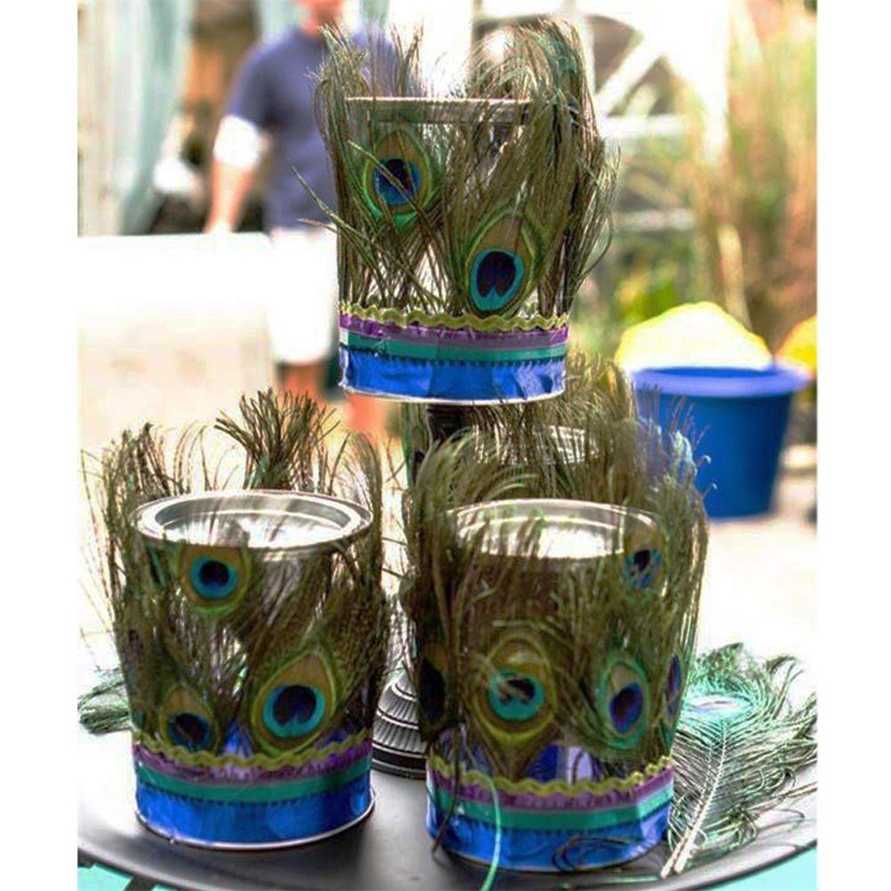 10PCS Natural Peacock Feather for House DIY Craft Holiday Wedding Decorations view 8