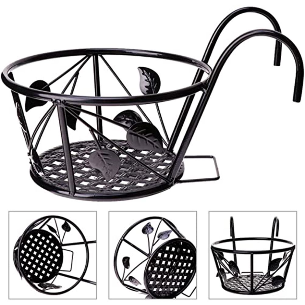 Iron Wire Hanging Flower Pot Holder Brackets Balcony Display Shelf Garden view 2