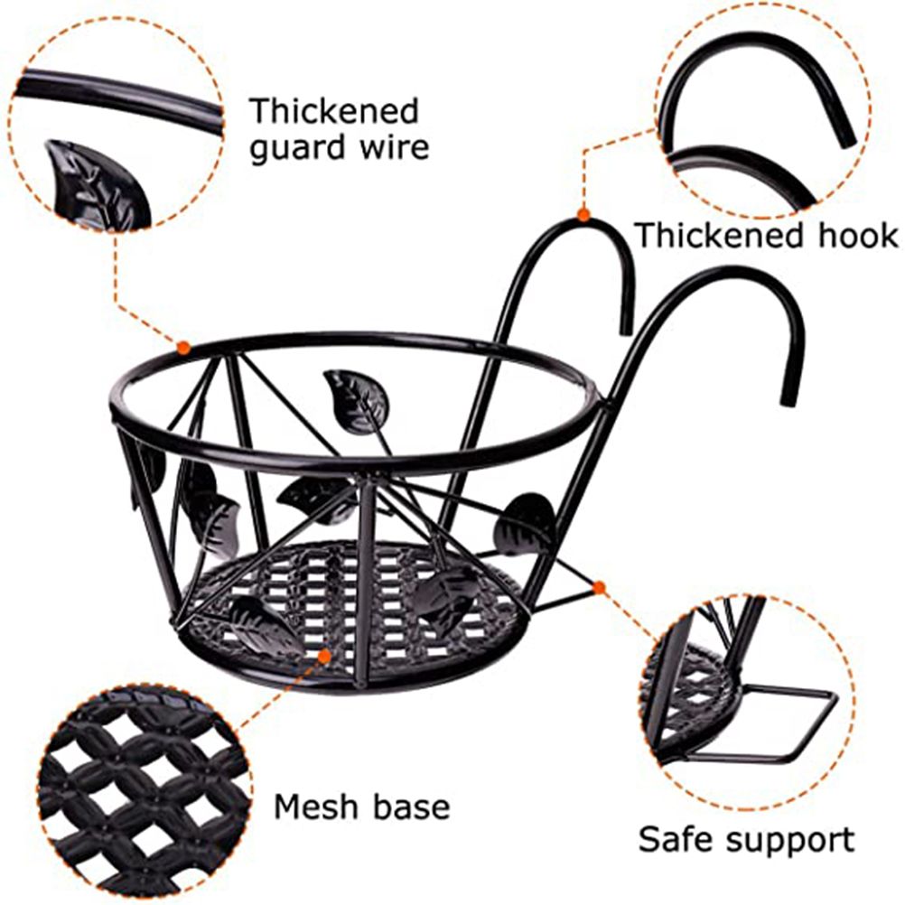 Iron Wire Hanging Flower Pot Holder Brackets Balcony Display Shelf Garden view 3