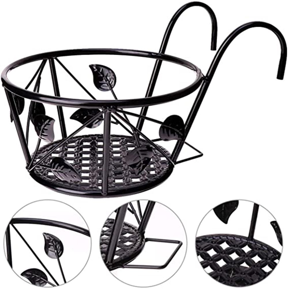 Iron Wire Hanging Flower Pot Holder Brackets Balcony Display Shelf Garden view 6