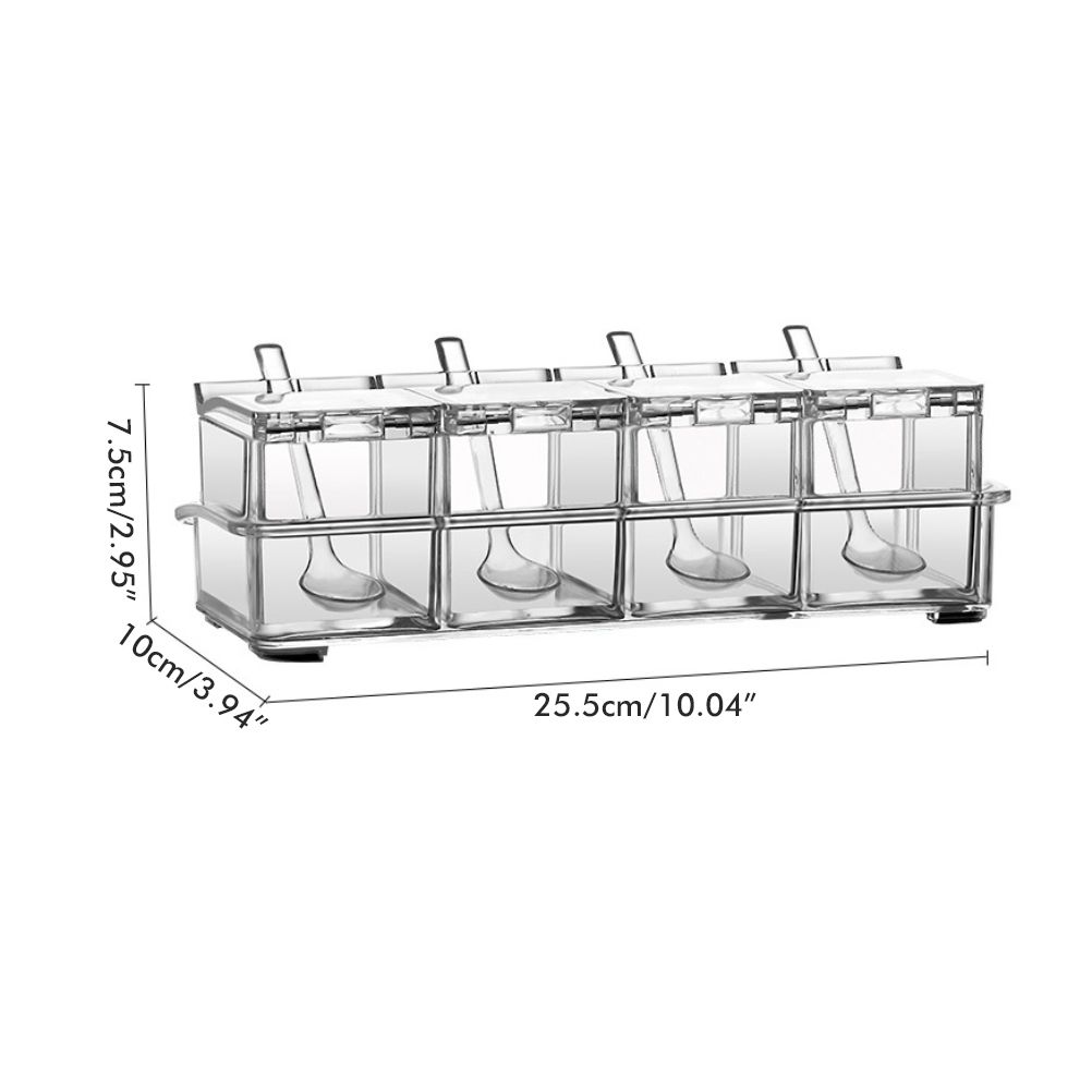 Spice Jars Transparent Spice Containers Kitchen Spice Jar with 4 Serving view 2