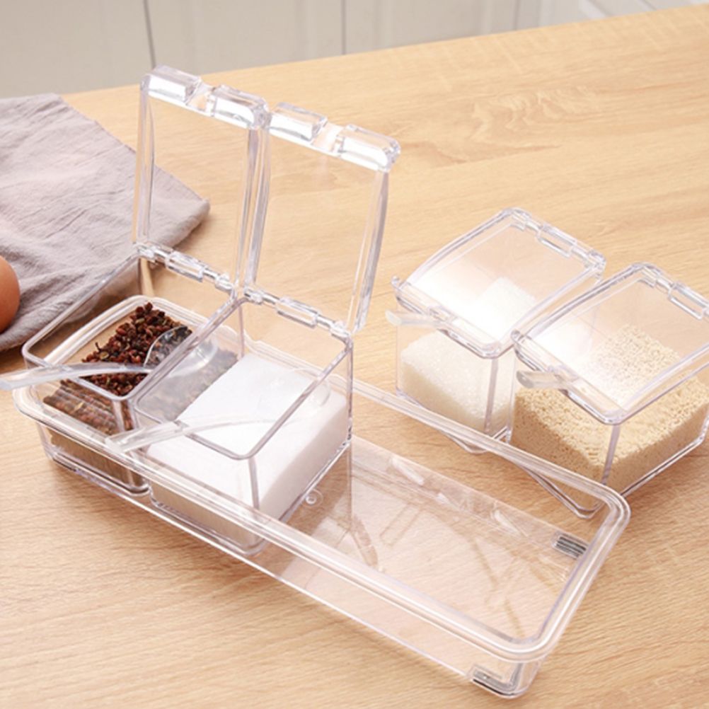 Spice Jars Transparent Spice Containers Kitchen Spice Jar with 4 Serving view 6