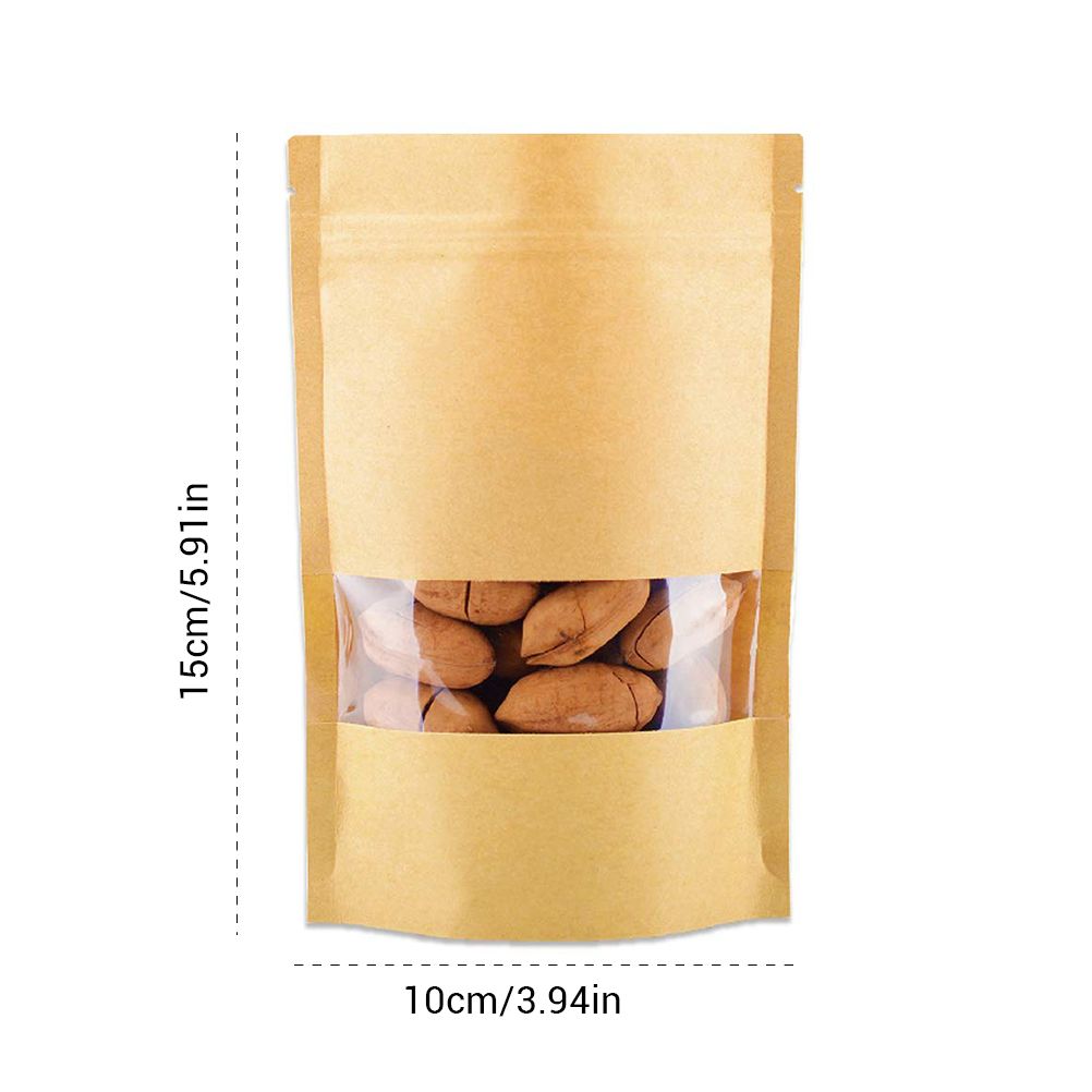 50Pcs Stand Up Pouch Bags Kraft Pouches with Tear Notch and Matte Window view 7