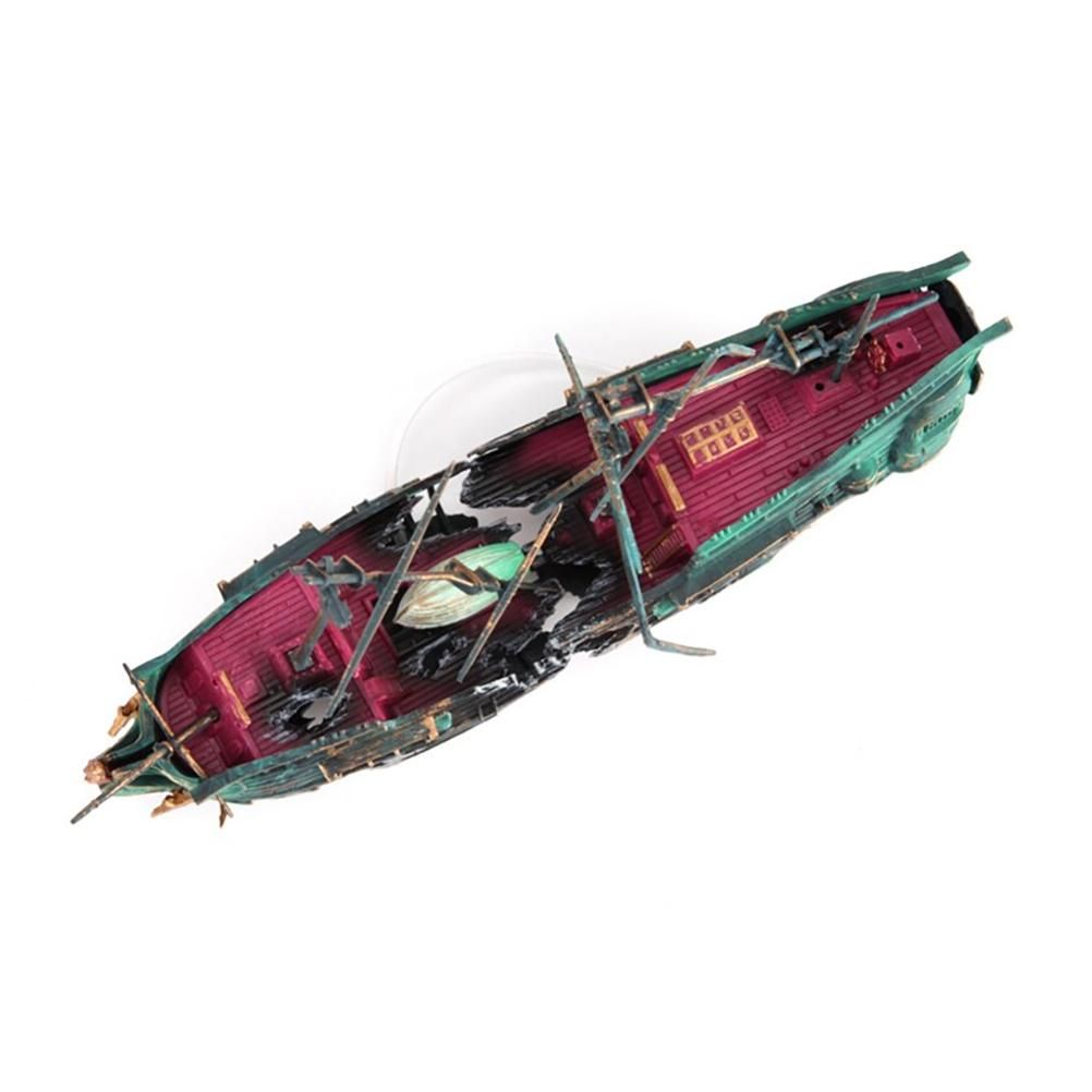 Aquarium Shipwreck Decorations Set Resin Ship Fish Tank Ornaments for Aquarium view 3