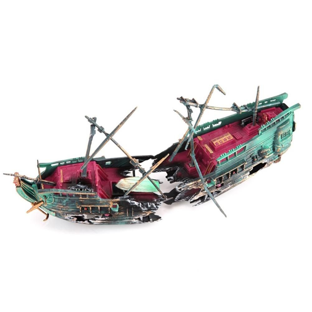 Aquarium Shipwreck Decorations Set Resin Ship Fish Tank Ornaments for Aquarium view 5