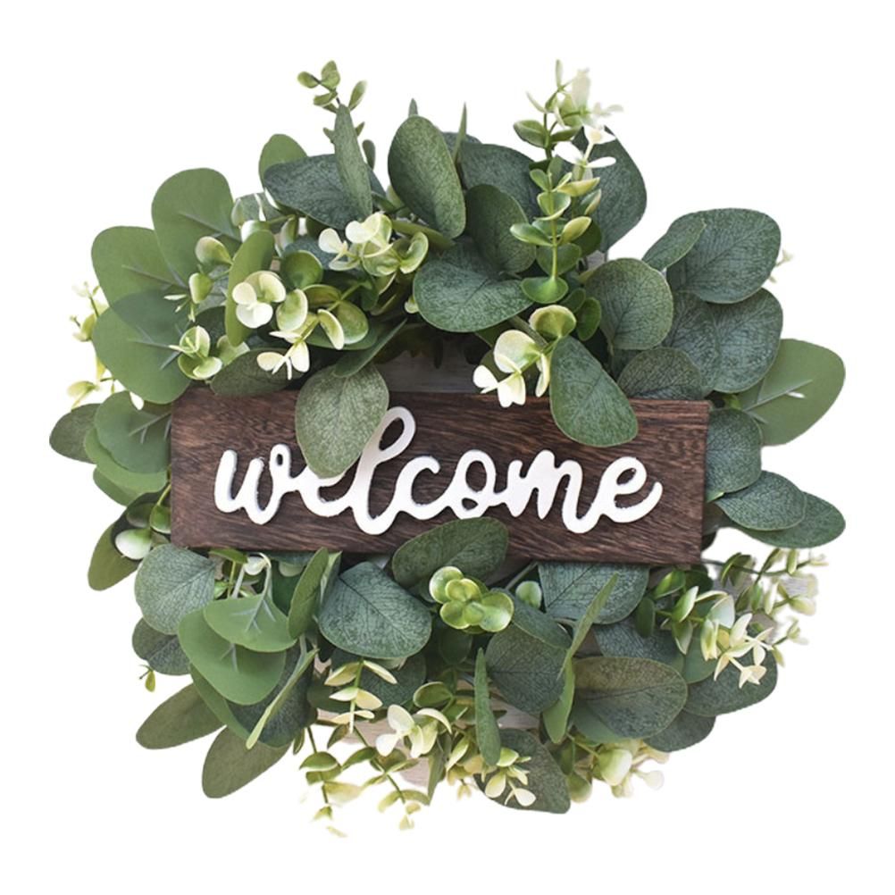 Artificial Wreath Leaves Branch Garland Welcome Sign Door Wreath Welcome Door