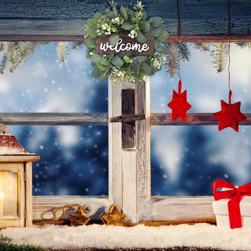 Artificial Wreath Leaves Branch Garland Welcome Sign Door Wreath Welcome Door view 5