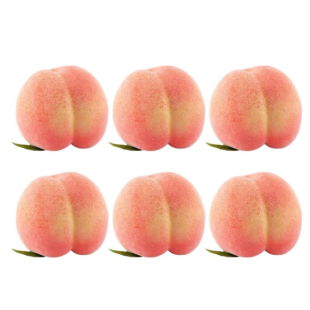 6PCS Artificial Peaches Simulation Peaches Fruits Vivid Props for Home Fruit