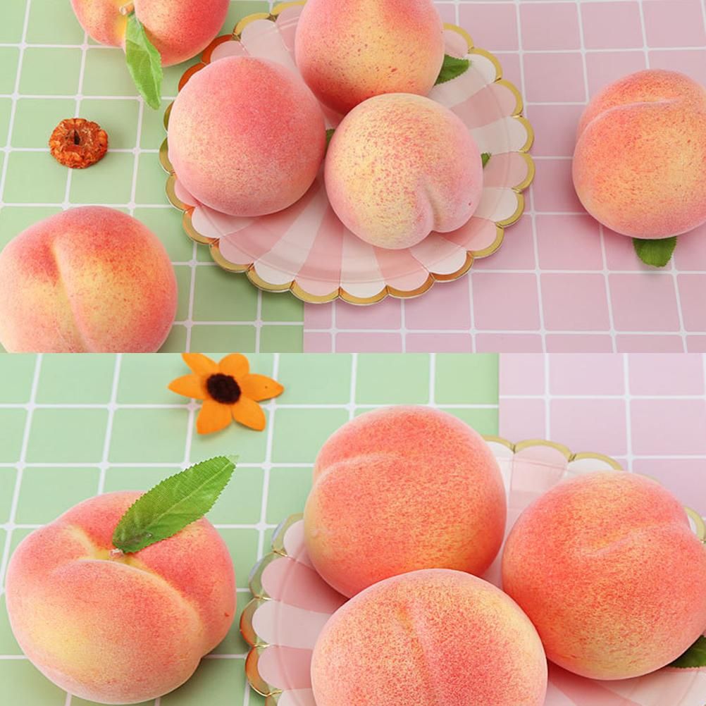 6PCS Artificial Peaches Simulation Peaches Fruits Vivid Props for Home Fruit view 6
