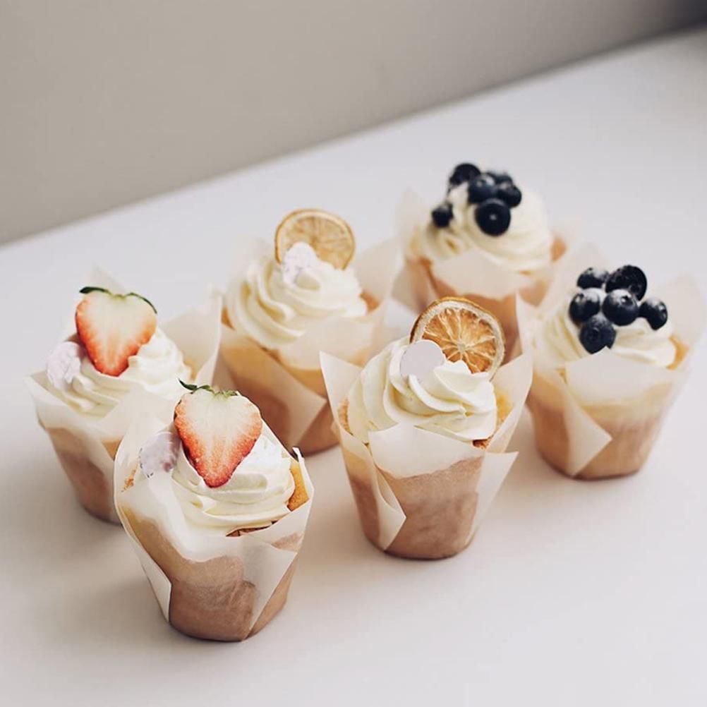 150 Pieces Mini Baking Cups Tulip Baking Cups Cupcake Liners Muffin Liners for view 6