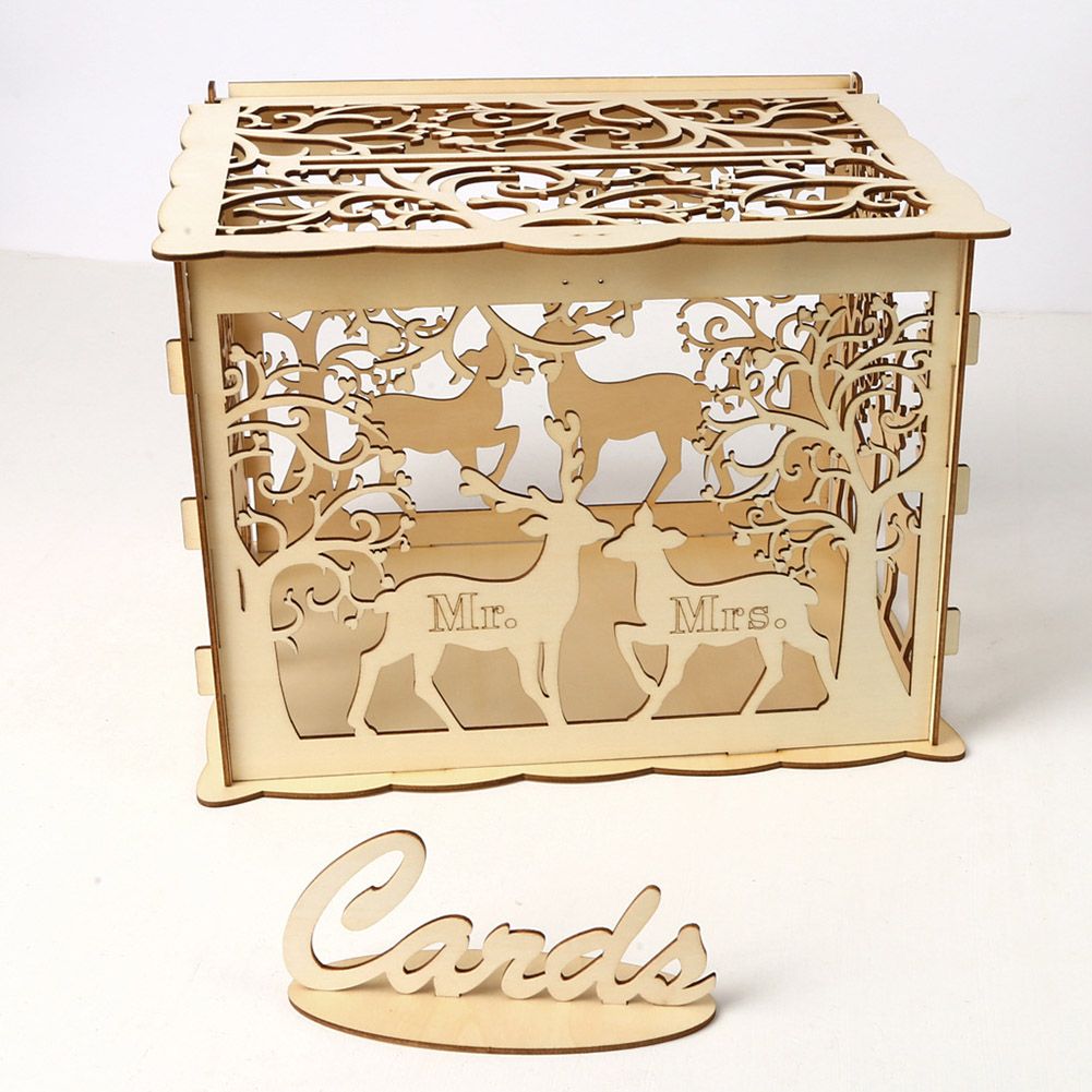 DIY Wedding Card Box Rustic Wood Card Box Gift Card Holder Card Box for view 2