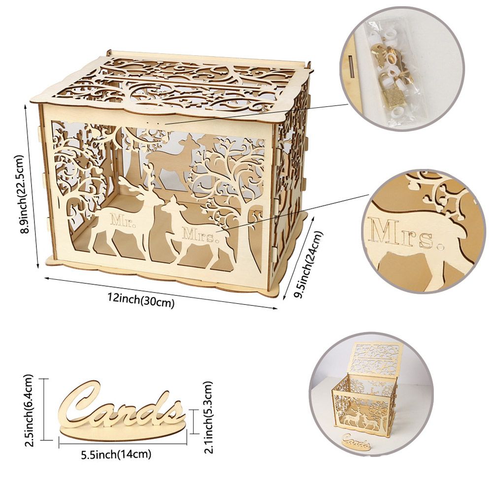 DIY Wedding Card Box Rustic Wood Card Box Gift Card Holder Card Box for view 3