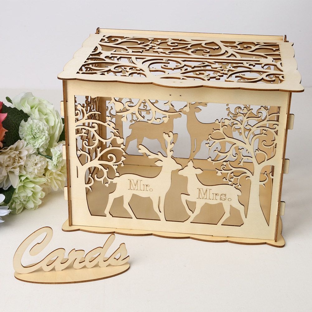 DIY Wedding Card Box Rustic Wood Card Box Gift Card Holder Card Box for view 4
