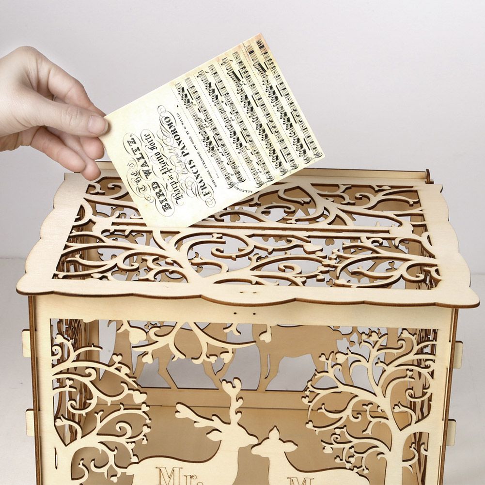 DIY Wedding Card Box Rustic Wood Card Box Gift Card Holder Card Box for view 5