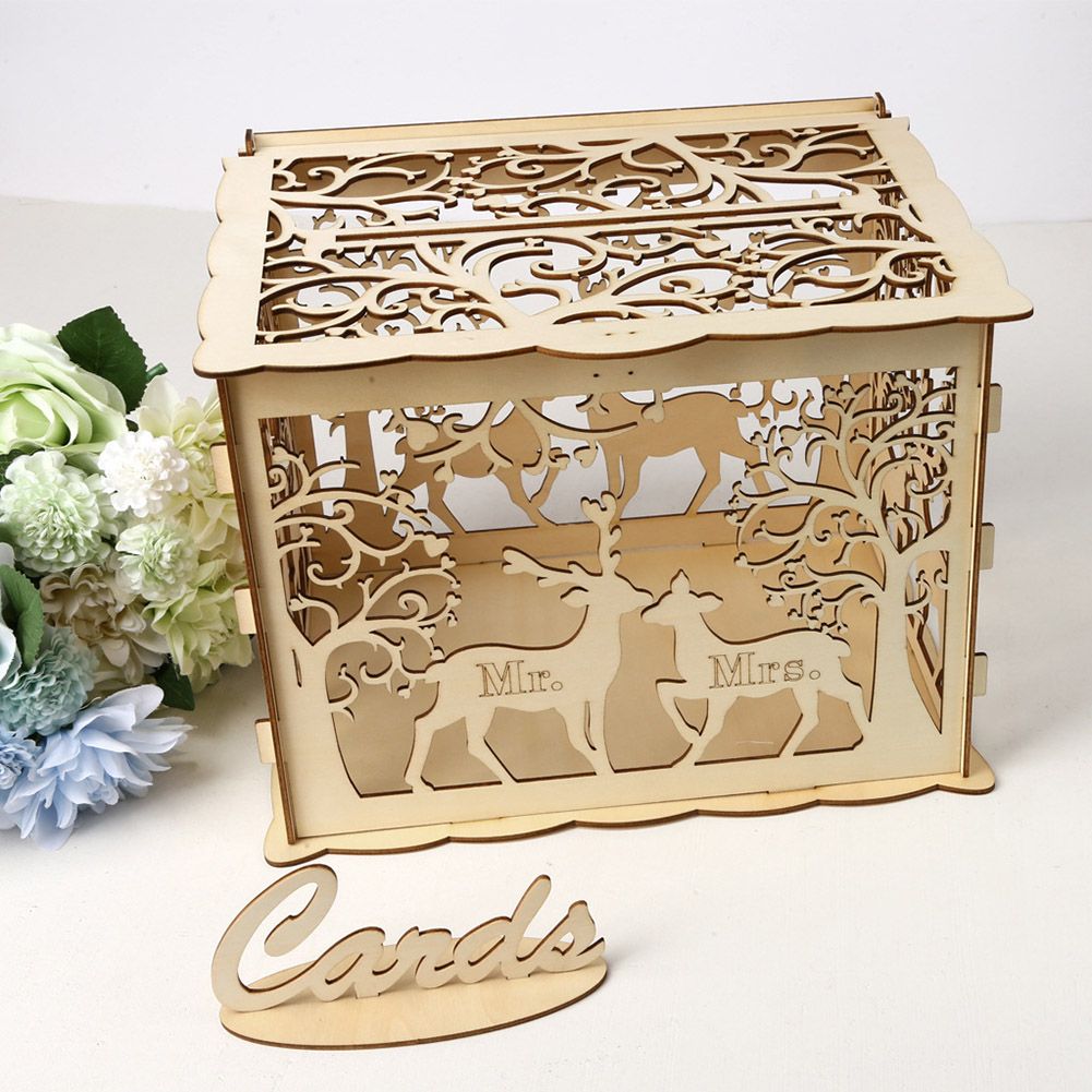 DIY Wedding Card Box Rustic Wood Card Box Gift Card Holder Card Box for view 6