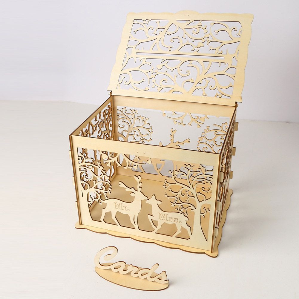 DIY Wedding Card Box Rustic Wood Card Box Gift Card Holder Card Box for view 8