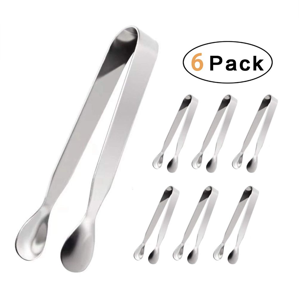 6PCS Ice Tongs Mini Serving Tongs Stainless Steel Kitchen Tongs for Appetizers
