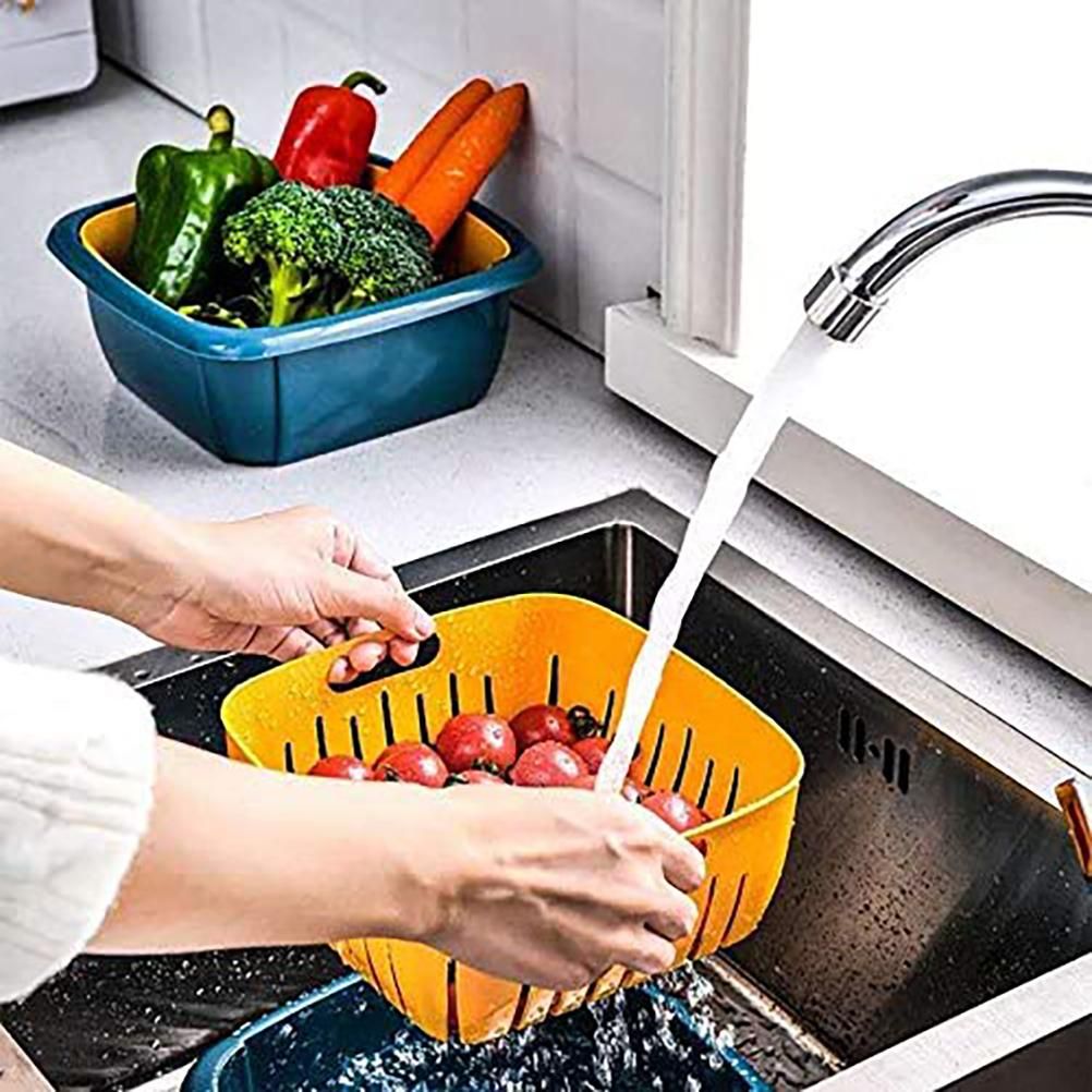 Kitchen Colander with Lid Household Double Layer Basket Multifunction Storage view 7