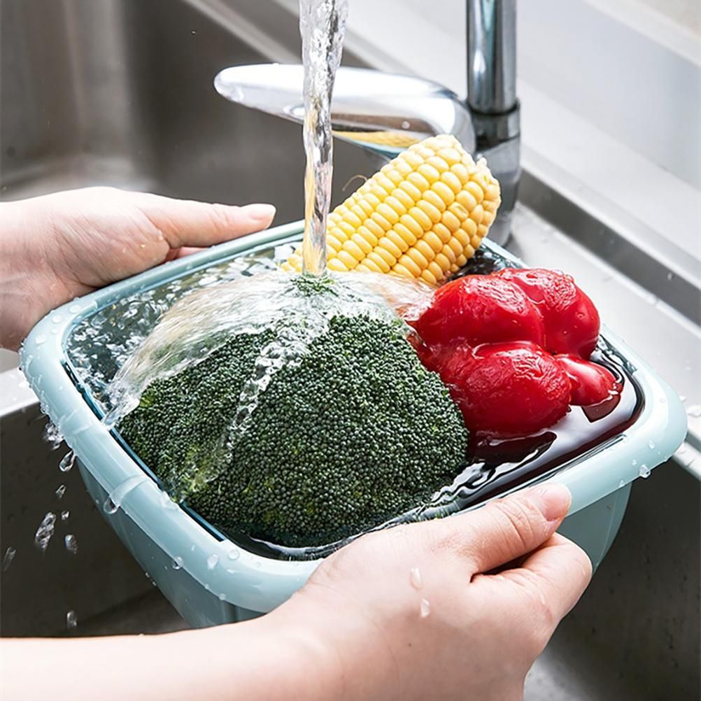 Kitchen Colander with Lid Household Double Layer Basket Multifunction Storage view 8