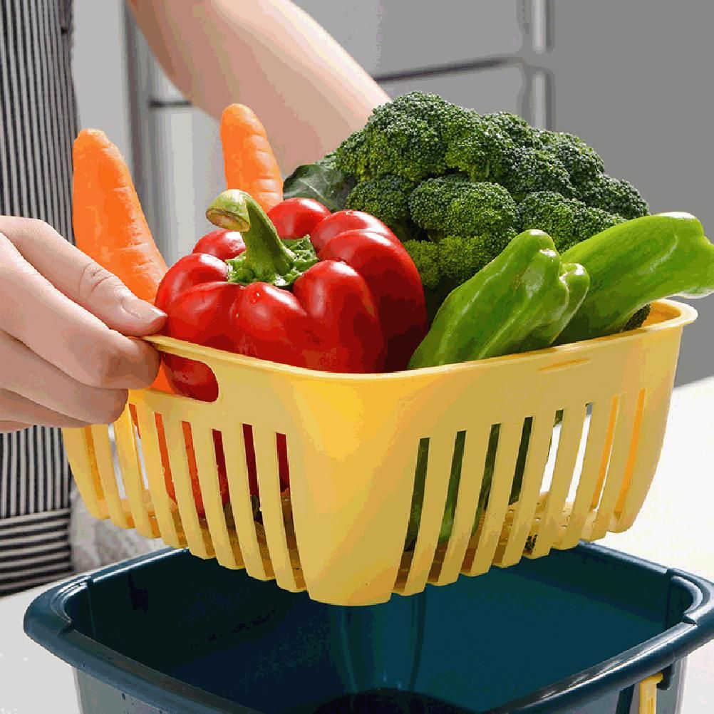 Kitchen Colander with Lid Household Double Layer Basket Multifunction Storage view 9