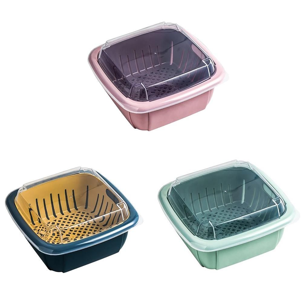 Kitchen Colander with Lid Household Double Layer Basket Multifunction Storage view 10