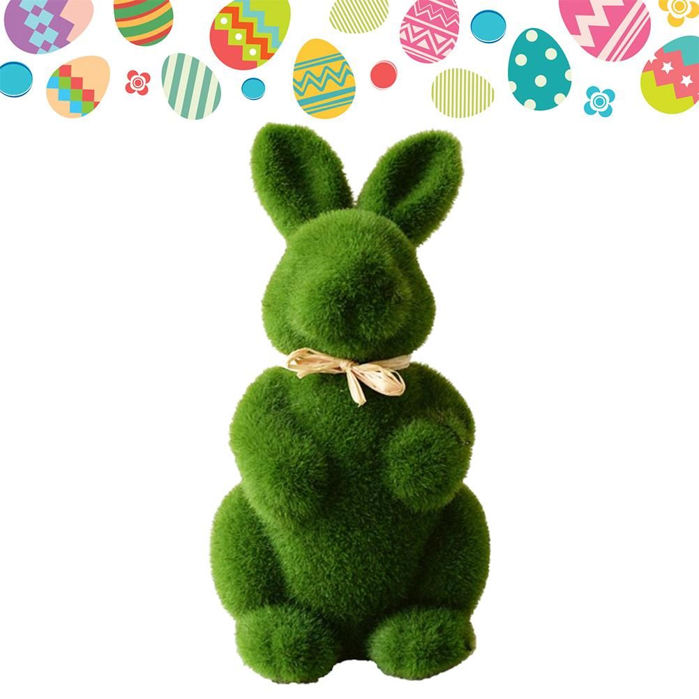 Artificial Moss Bunny Garden Statues Ornaments Durable Lightweight Artificial view 2