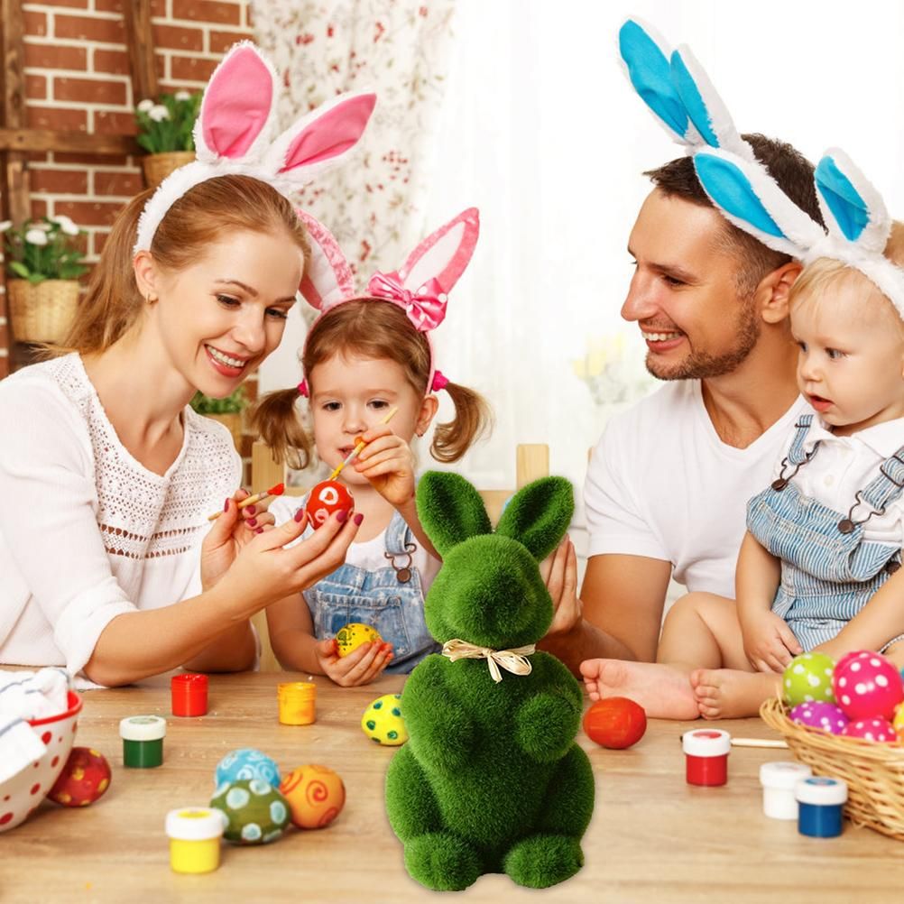 Artificial Moss Bunny Garden Statues Ornaments Durable Lightweight Artificial view 5