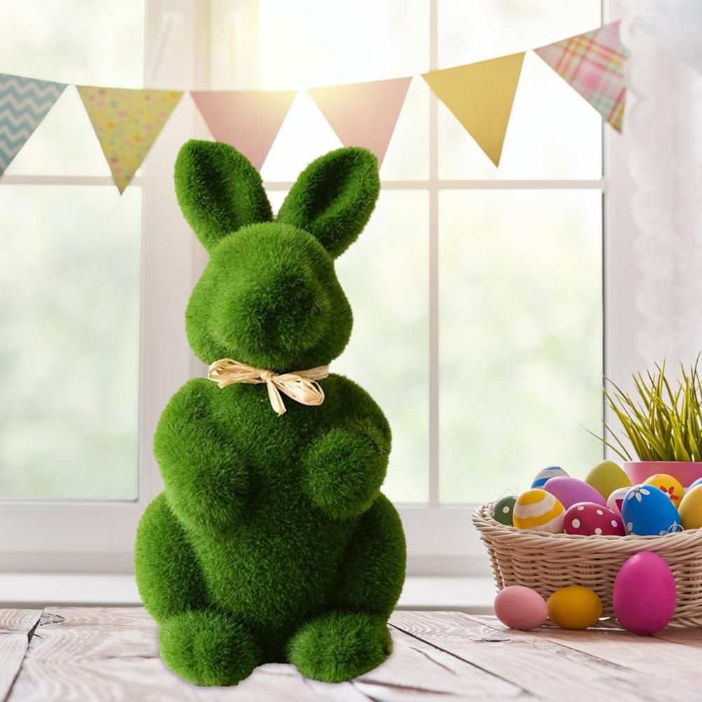Artificial Moss Bunny Garden Statues Ornaments Durable Lightweight Artificial view 6