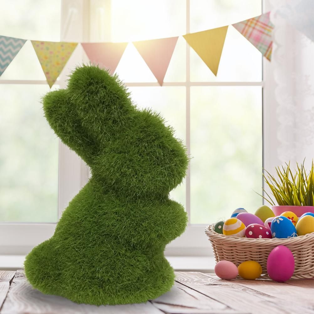 Artificial Moss Bunny Garden Statues Ornaments Durable Lightweight Artificial view 2
