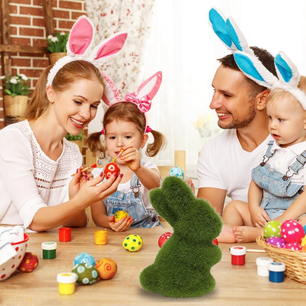 Artificial Moss Bunny Garden Statues Ornaments Durable Lightweight Artificial view 6
