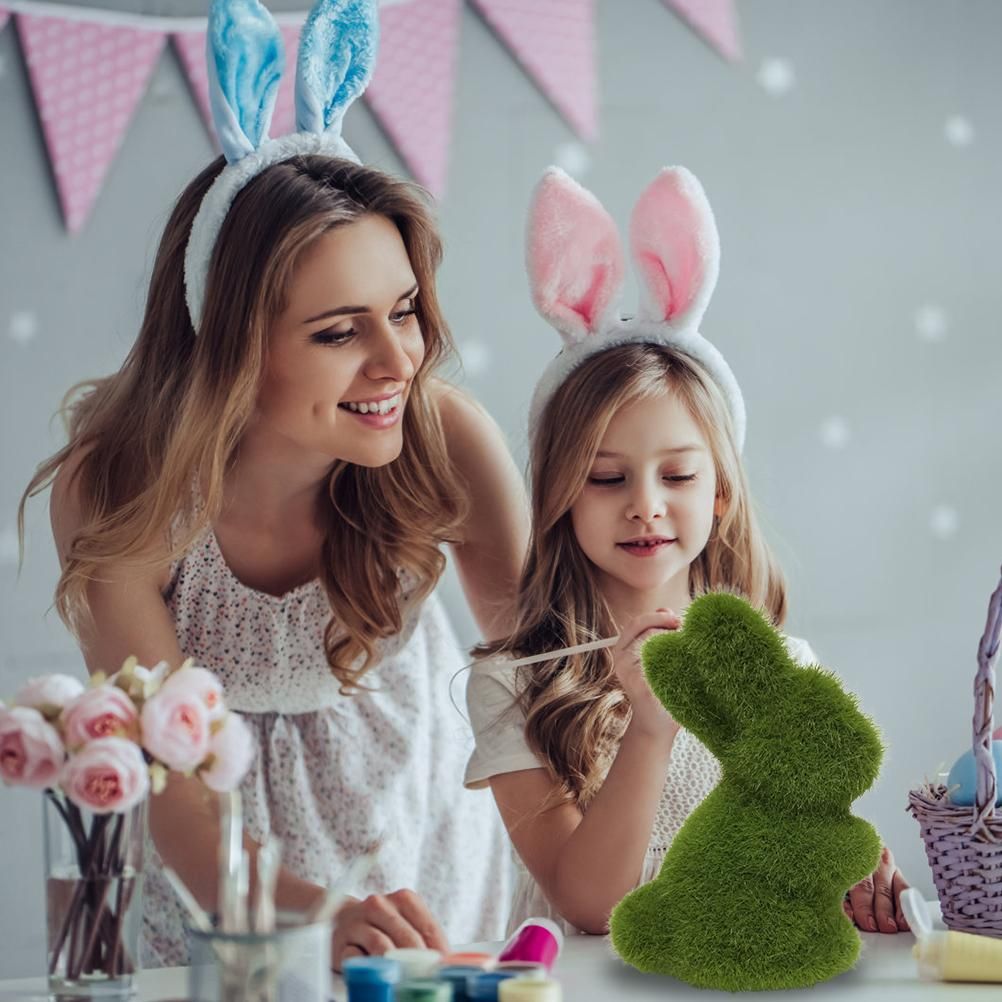 Artificial Moss Bunny Garden Statues Ornaments Durable Lightweight Artificial view 7