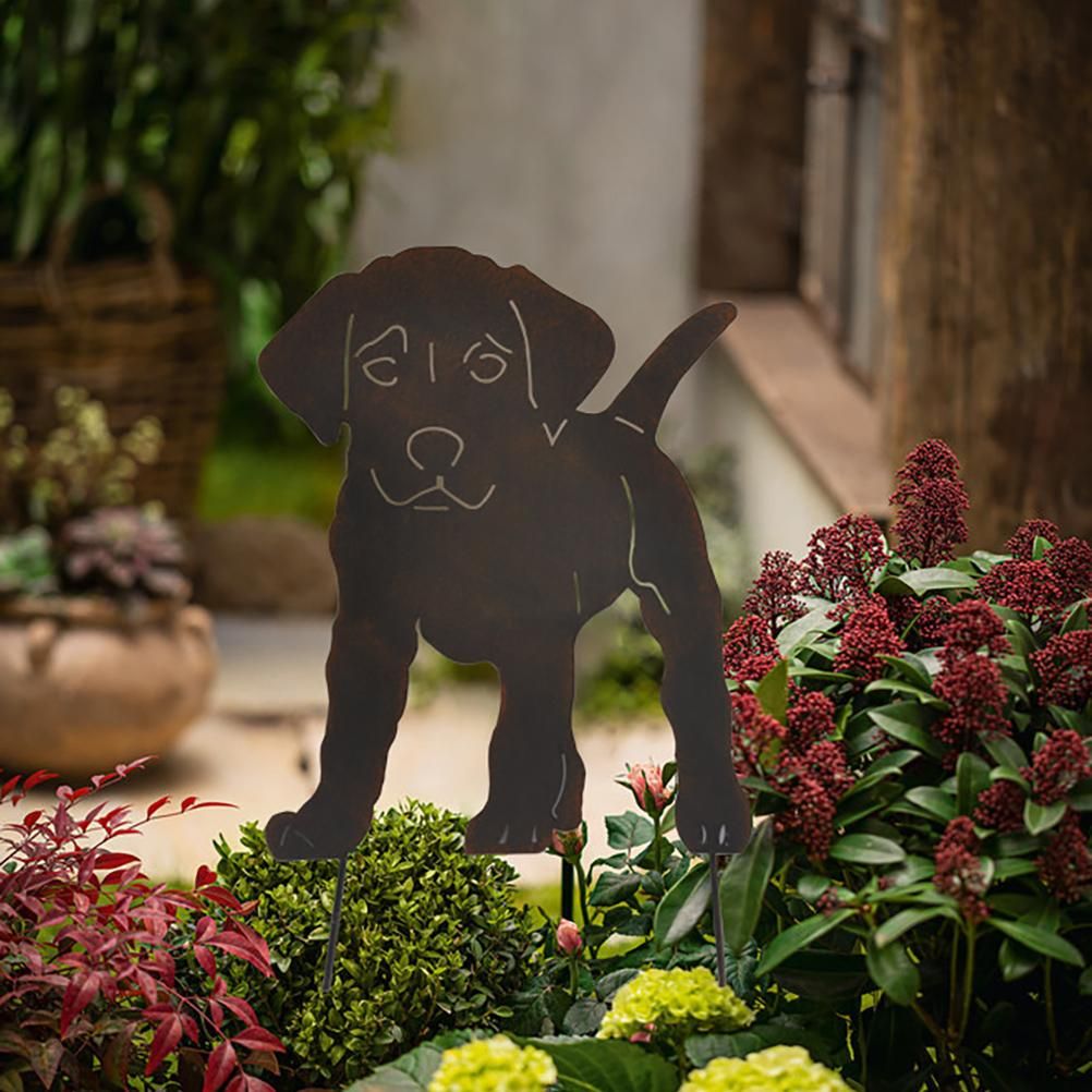 Metal Garden Dog Statue Decorative Stakes Animal Silhouette for Garden Home view 2