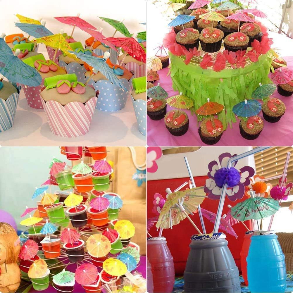 108 Pieces Hawaiian Tropical Party Decoration Set Leaves Flowers Umbrellas for view 7