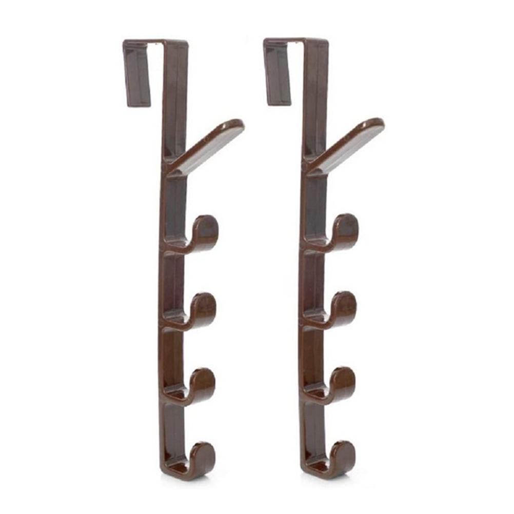 2 Pack Door Hook with 5 Hooks Door Organizer Rack Hanger Backpack Handbag view 5