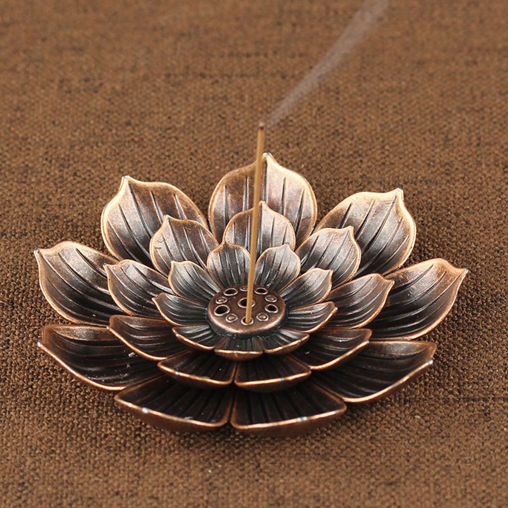 Multi Holes Lotus Incense Holder Zinc Alloy Incense Plate Stick Holder Ash Catcher view 5