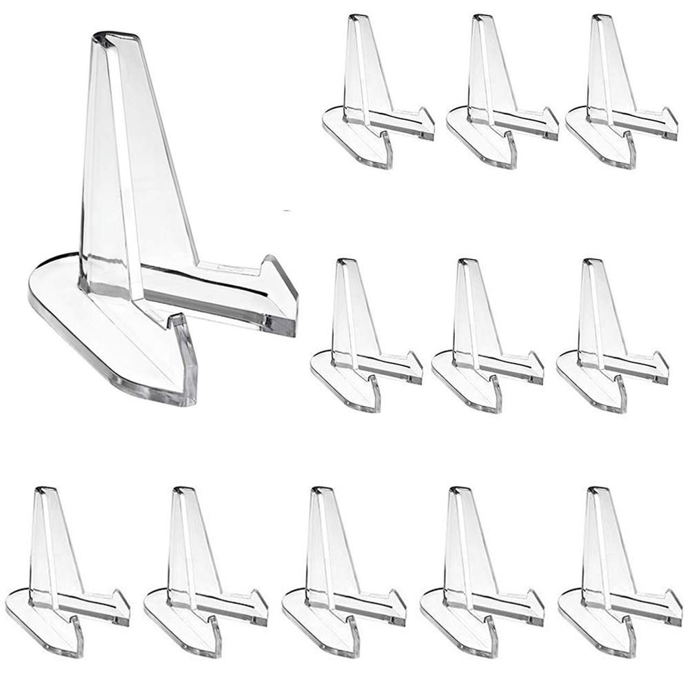12PCS Mini Acrylic Display Stands Transparent Coin Display Easel for Home Shop