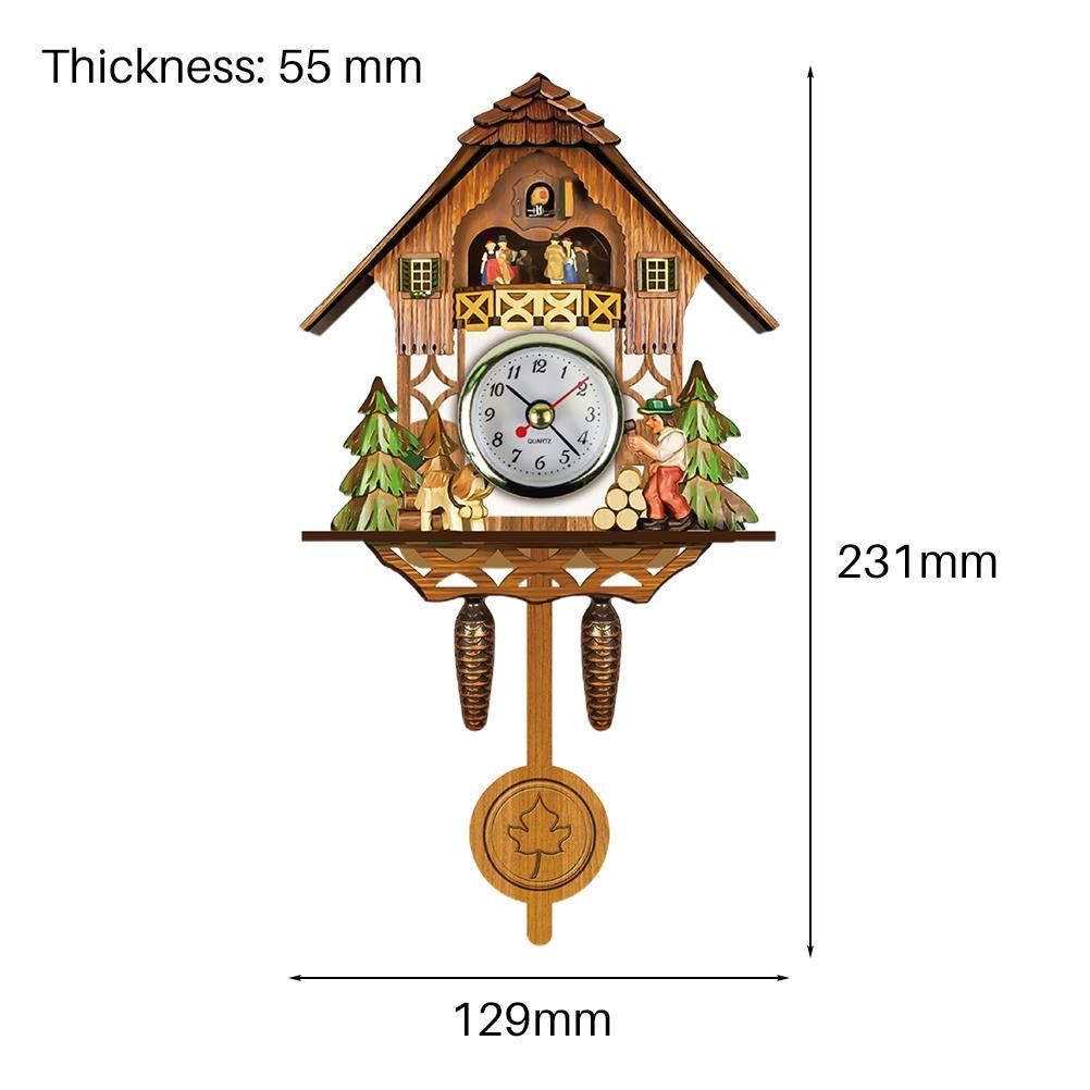 Cuckoo Clock Antique Wooden Cuckoo Birdhouse Wall Clock Home Decor Hanging view 4