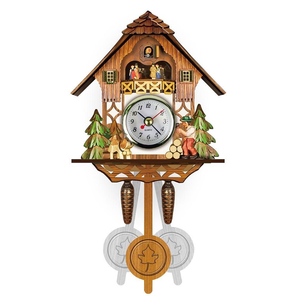 Cuckoo Clock Antique Wooden Cuckoo Birdhouse Wall Clock Home Decor Hanging view 8